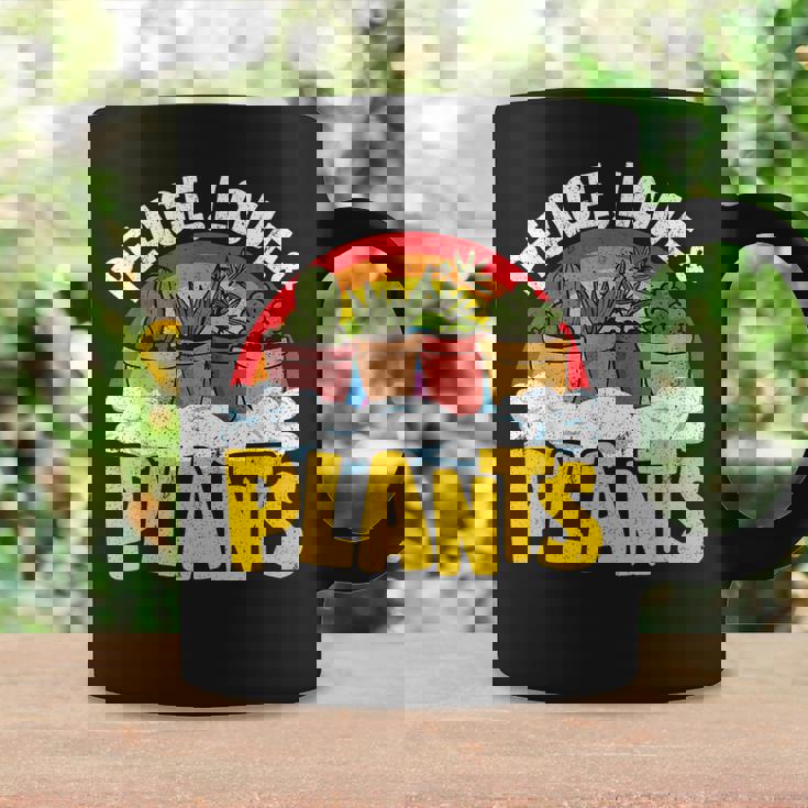 平和 愛&植物 レトロ レインボー 多肉植物 植物庭師 コーヒーマグ ギフトのアイデア