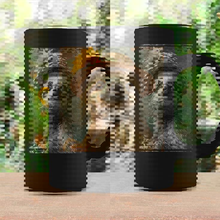 日よけ帽子をかぶったかわいいナマケモノ、面白いナマケモノ コーヒーマグ ギフトのアイデア