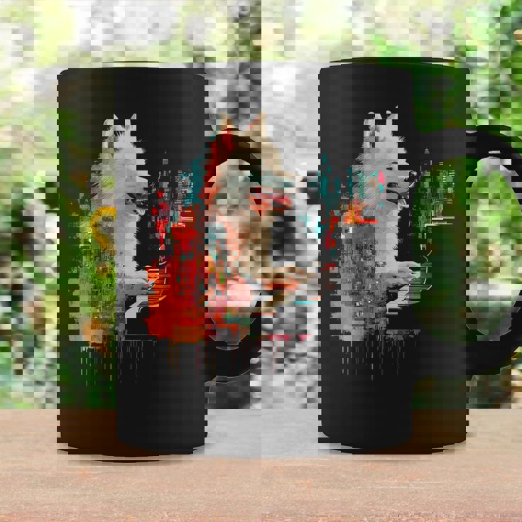 日本スピッツ 犬 モチーフ ペット 幾何学 日本スピッツ コーヒーマグ ギフトのアイデア