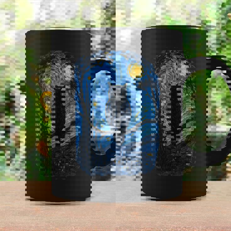 星月フクロウの夜のアートワーク コーヒーマグ ギフトのアイデア