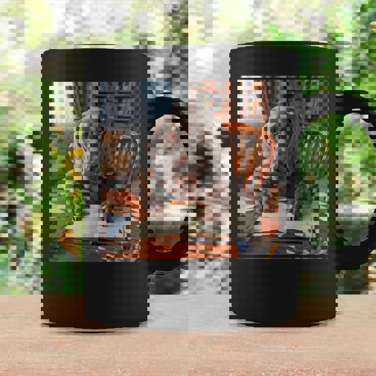 書斎でワイマラナー犬を書く詩 3 コーヒーマグ ギフトのアイデア