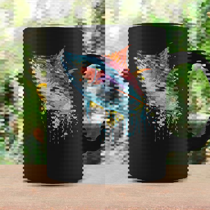 水彩 マグロ 魚 カラフル 海釣り 釣り コーヒーマグ ギフトのアイデア