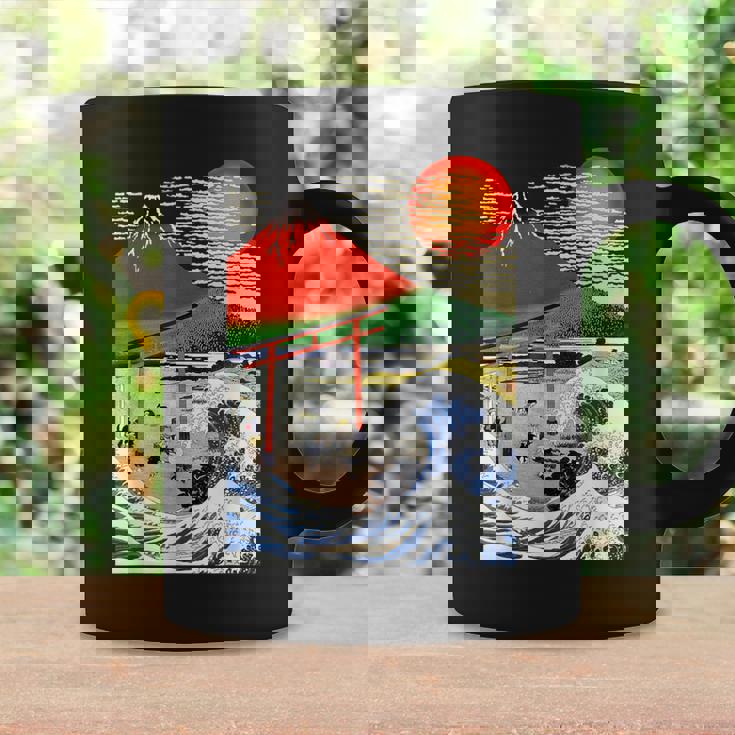 江戸日本 浮世白斎 赤富士山・津波 コーヒーマグ ギフトのアイデア