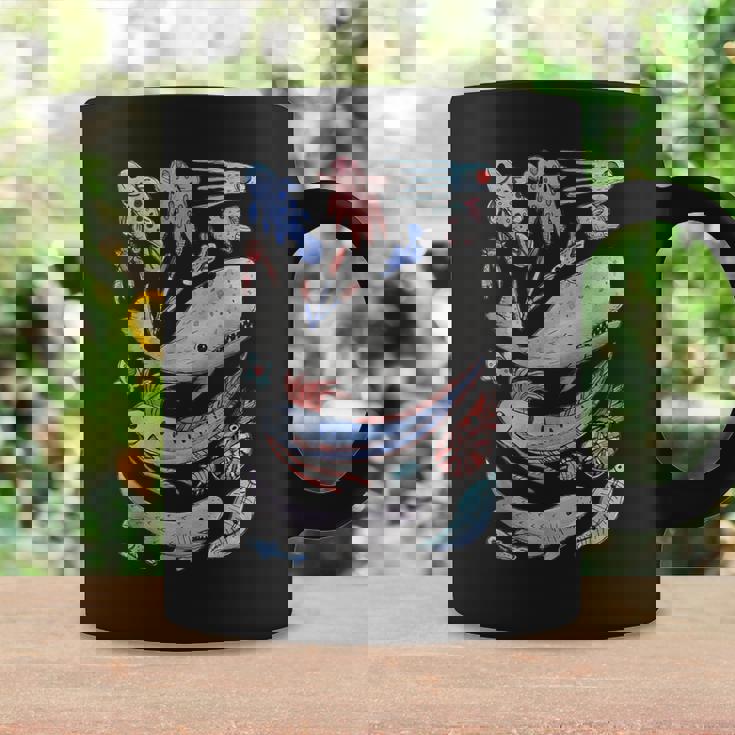 深海の海の生き物 オールフィッシュホエールサメ 水彩画 コーヒーマグ ギフトのアイデア