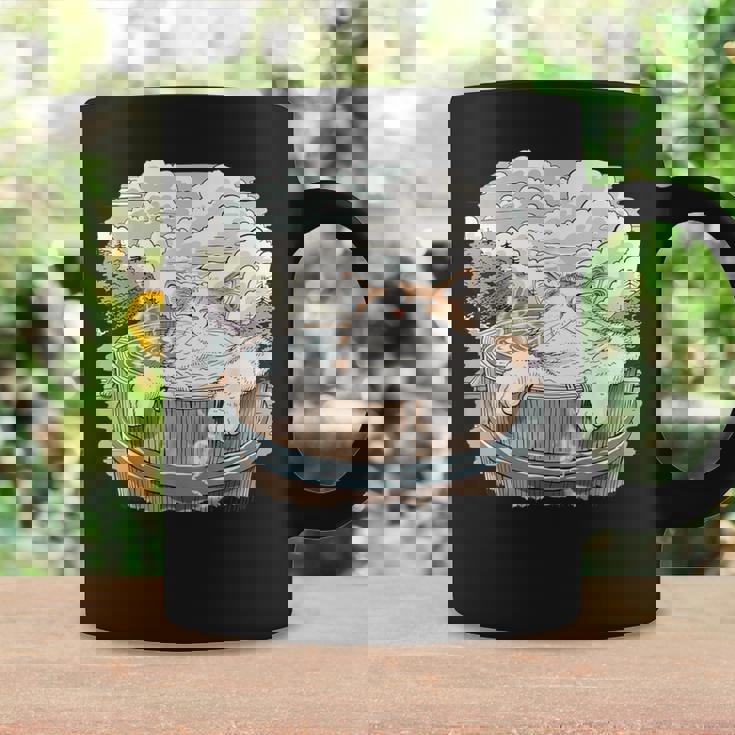 温泉 風呂 子猫 ペット好き 日本画 かわいい 猫 コーヒーマグ ギフトのアイデア