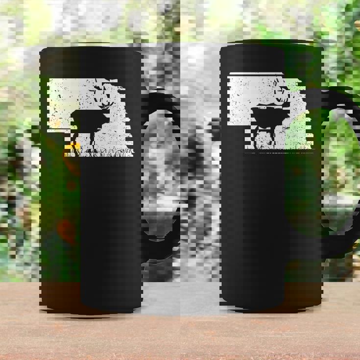 狩猟ヘラジカまたはワピティ ネブラスカ地図アートハンター コーヒーマグ ギフトのアイデア