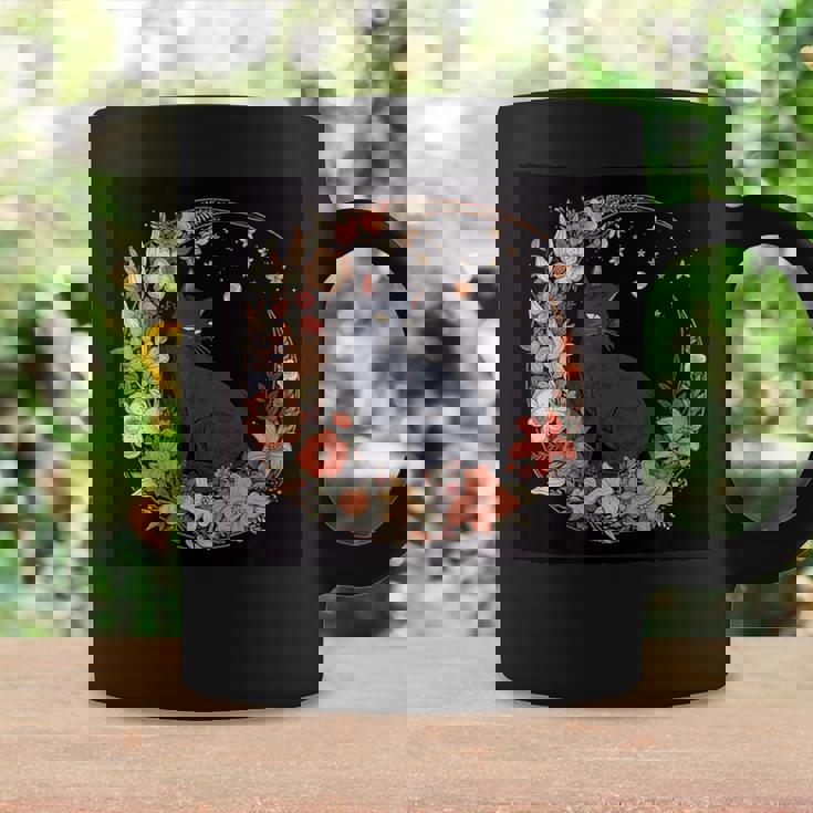 猫 月 花柄 グラフィック コーヒーマグ ギフトのアイデア