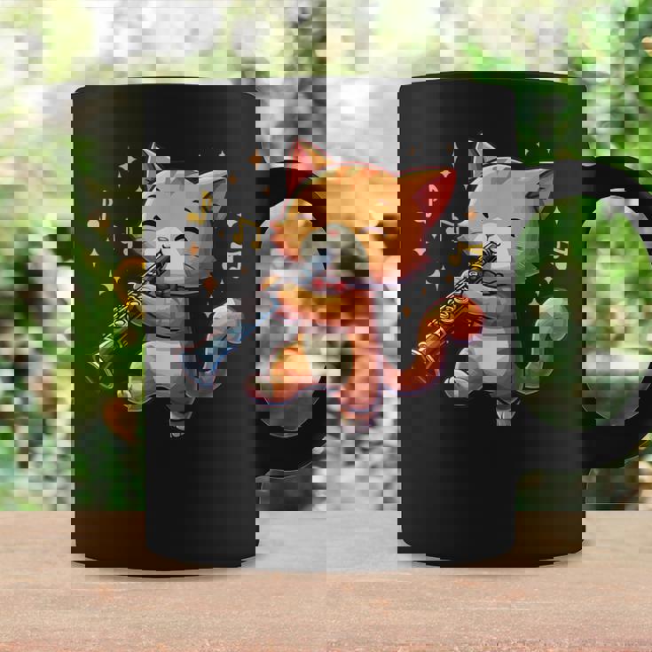 猫好きのためのかわいい猫のデザイン 猫がクラリネットを弾く コーヒーマグ ギフトのアイデア