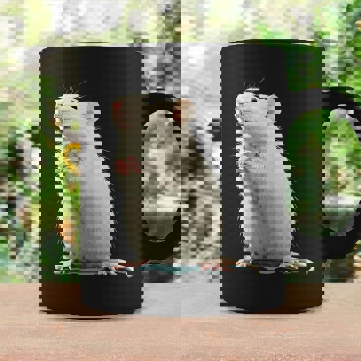 白いネズミが好きな人のための面白い見た目の白いネズミ コーヒーマグ ギフトのアイデア