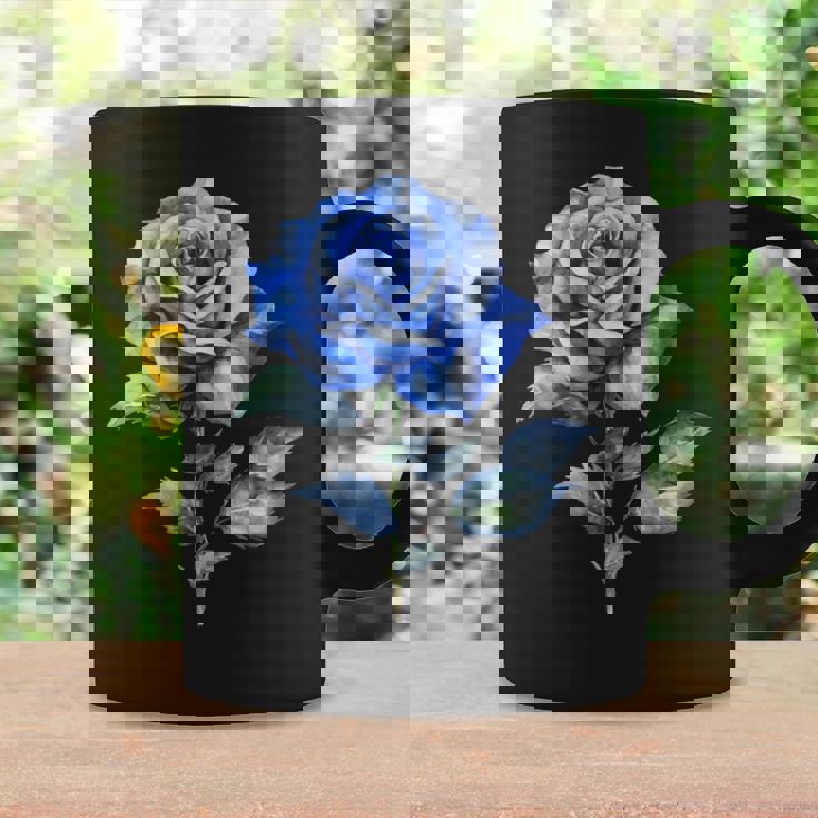 美しいブルーローズフローラルブルーフラワー コーヒーマグ ギフトのアイデア