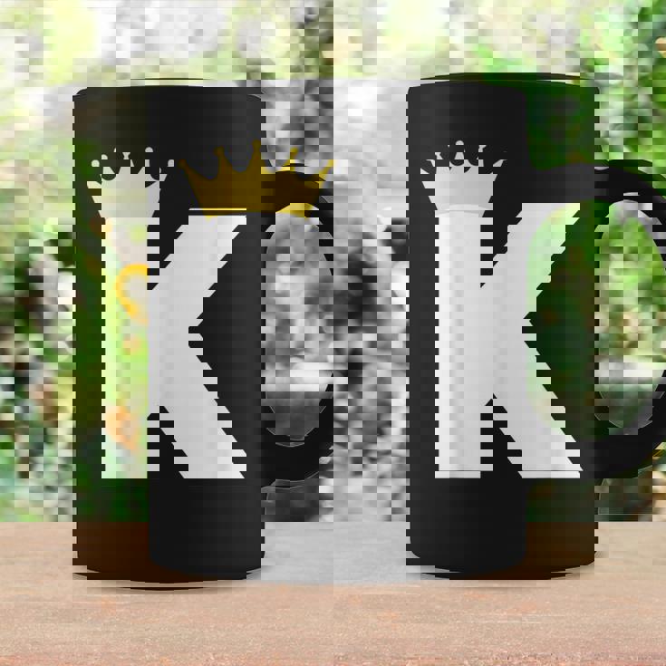 英文字 K 大文字 アルファベット モノグラム イニシャル キング クイーン クラウン コーヒーマグ ギフトのアイデア