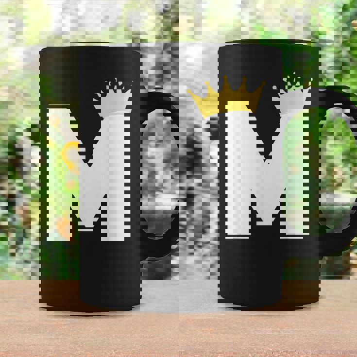 英文字 M 大文字 アルファベット モノグラム イニシャル キング クイーン クラウン コーヒーマグ ギフトのアイデア