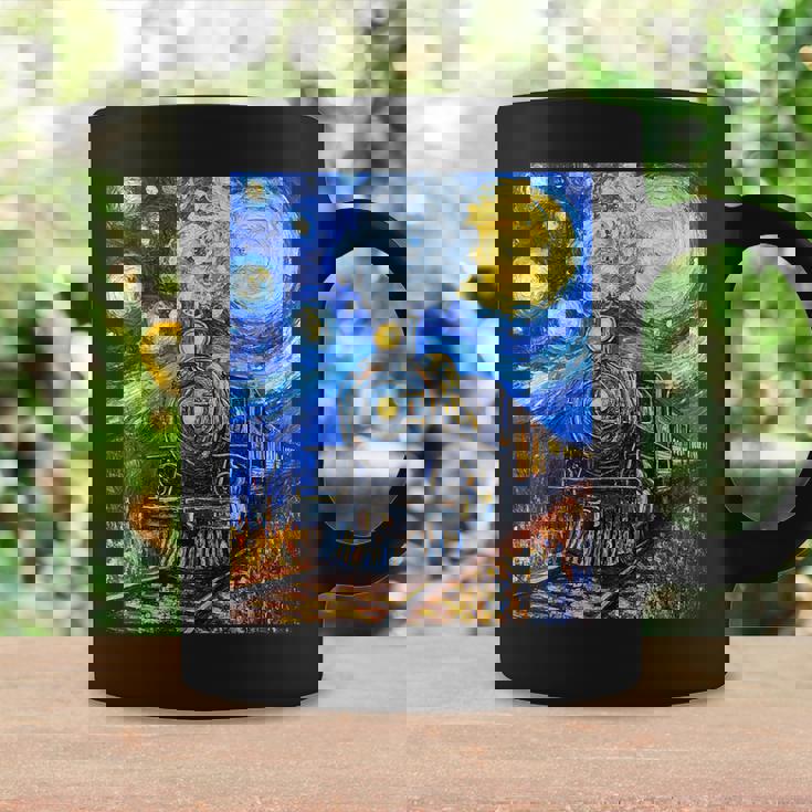 蒸気機関 蒸気機関車 ヴィンテージ ゴッホ 機関車 列車 コーヒーマグ ギフトのアイデア