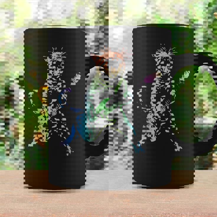 虹色グラデーションの猫のギターデザイン コーヒーマグ ギフトのアイデア