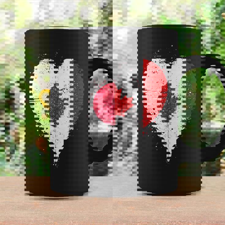 誇り高き日系カナダ人を想うビンテージスタイルのクールなカナダ国旗と日本国旗 コーヒーマグ ギフトのアイデア