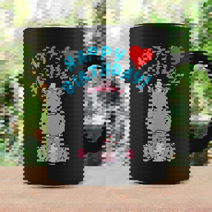 誕生日おめでとうギフト かわいいカバが彼女の誕生日を祝います コーヒーマグ ギフトのアイデア