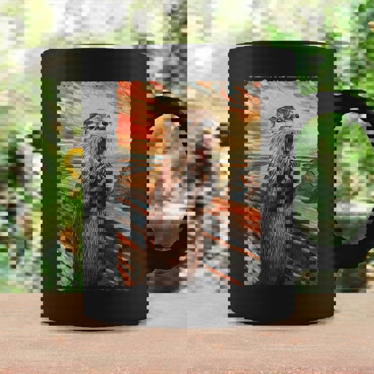 面白い レトロ ムンク 悲鳴 芸術的 絵画 パロディ カワウソ 恋人 コーヒーマグ ギフトのアイデア