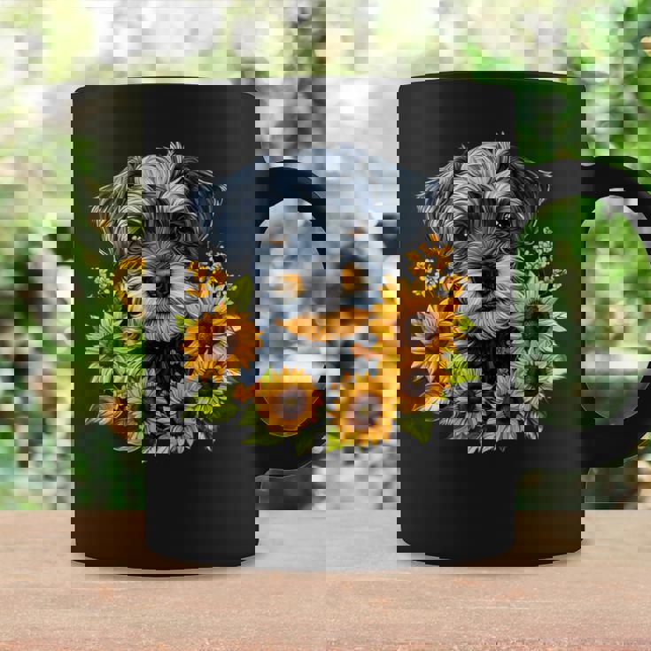 面白いtシャツ シュナウザー ひまわり イヌ メンズ 好き グッズ かわいい おもしろ 面白い 服 ネタ コーヒーマグ ギフトのアイデア