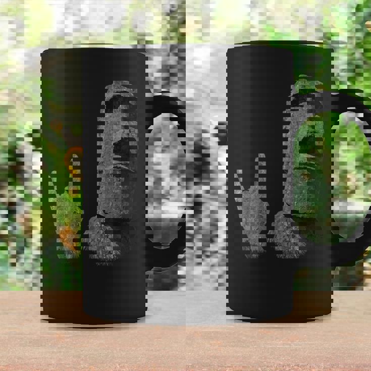 面白いイースター島のモアイ像のロッカーign Of The Horns コーヒーマグ ギフトのアイデア