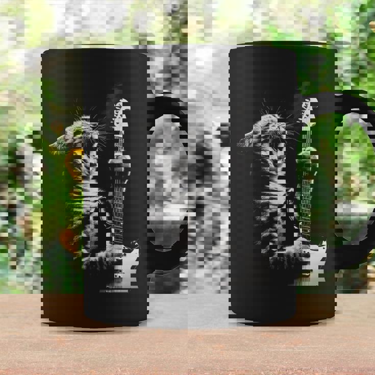 面白いギター 猫 ギターを弾く コーヒーマグ ギフトのアイデア