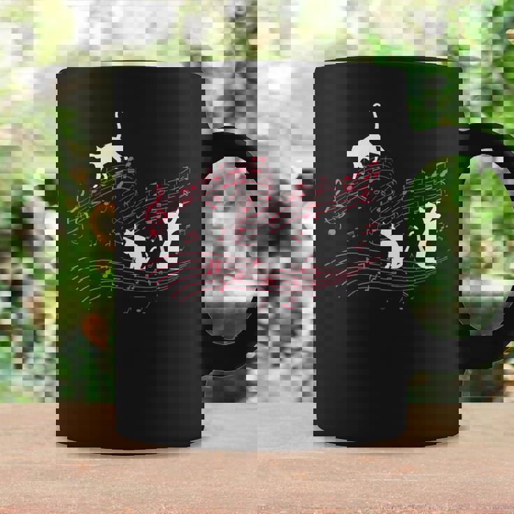 音符で遊ぶ3匹の猫 楽譜 コーヒーマグ ギフトのアイデア