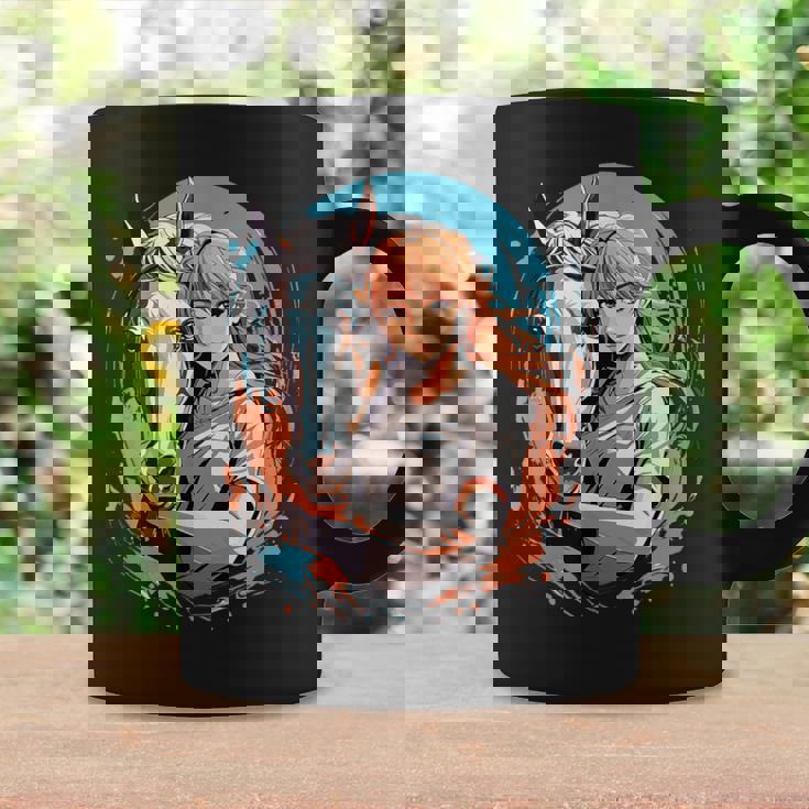 馬のファンのためのアニメガールの象徴的な乗馬デザイン。 コーヒーマグ ギフトのアイデア