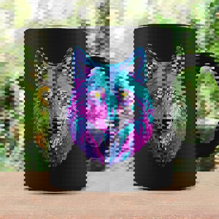 鮮やかなマルチカラーオオカミ コーヒーマグ ギフトのアイデア