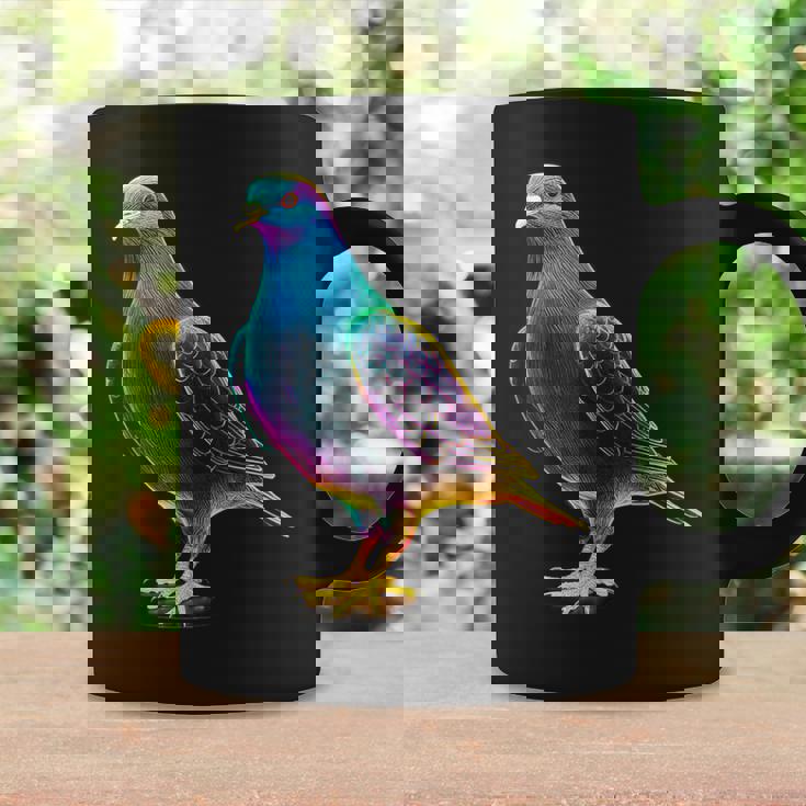 鳩 カラフル 動物 動物園 アートワーク 鳩 コーヒーマグ ギフトのアイデア