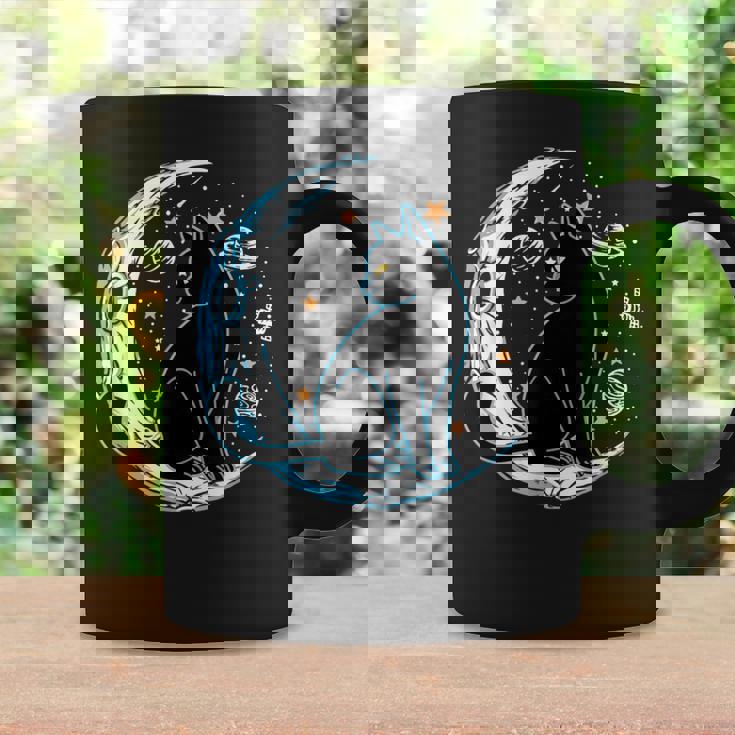 黒猫 三日月 セーラームーンフェイズ 占星術 ペット愛好家 コーヒーマグ ギフトのアイデア