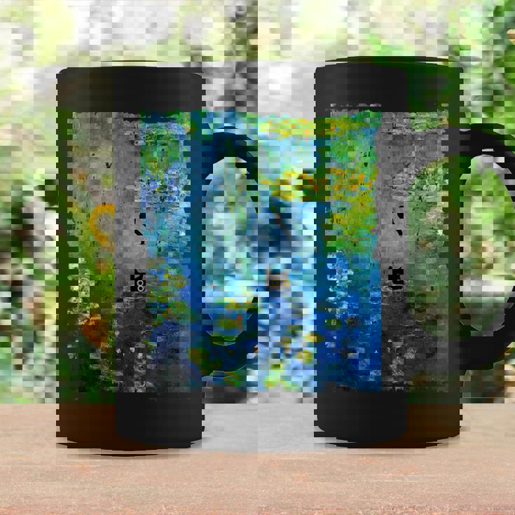 黒猫モネのスイレン絵画アート 猫好き コーヒーマグ ギフトのアイデア