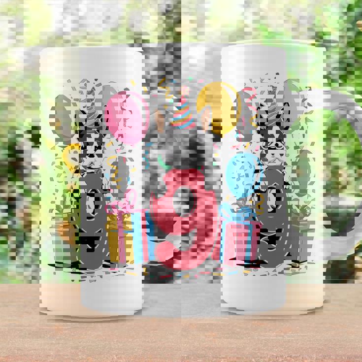 9歳の誕生日 男の子 女の子 9歳 9歳 ボストンテリア 長袖tシャツ コーヒーマグ ギフトのアイデア