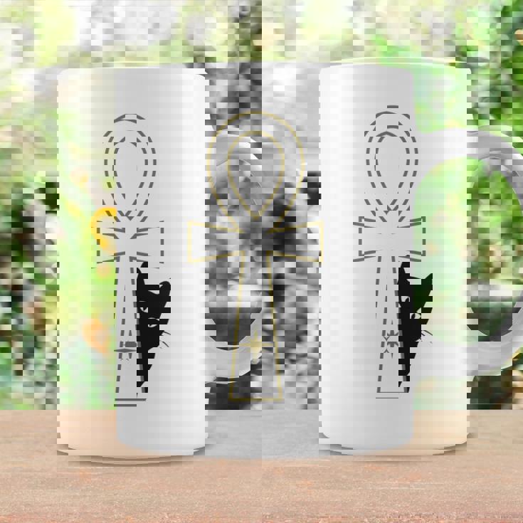 Ankh & Cat デザイン – スピリチュアル瞑想アート コーヒーマグ ギフトのアイデア