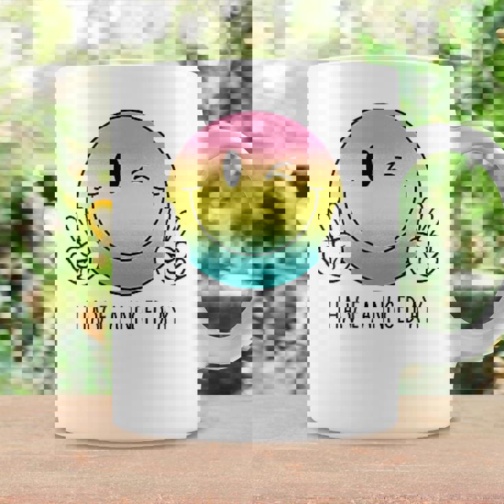 Have A Nice Day Winkingmile Face Peace Wink Happy Face コーヒーマグ ギフトのアイデア