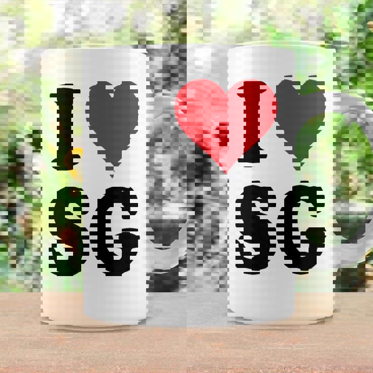 I Heartg イニシャル I LoveG 姓 G コーヒーマグ ギフトのアイデア