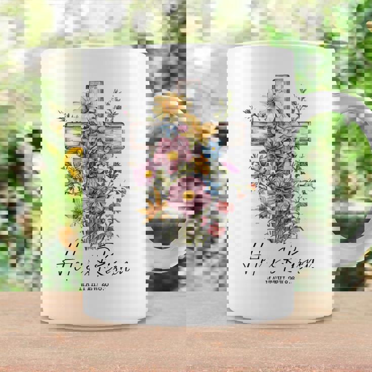 He Is Risen 花柄 十字架 春の花 イースター クリスチャ コーヒーマグ ギフトのアイデア