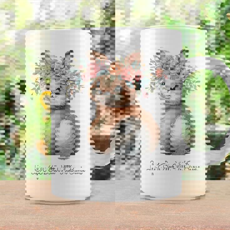 Life Is Better With Bunnies 水彩 ウサギ 花柄 ウサギ コーヒーマグ ギフトのアイデア