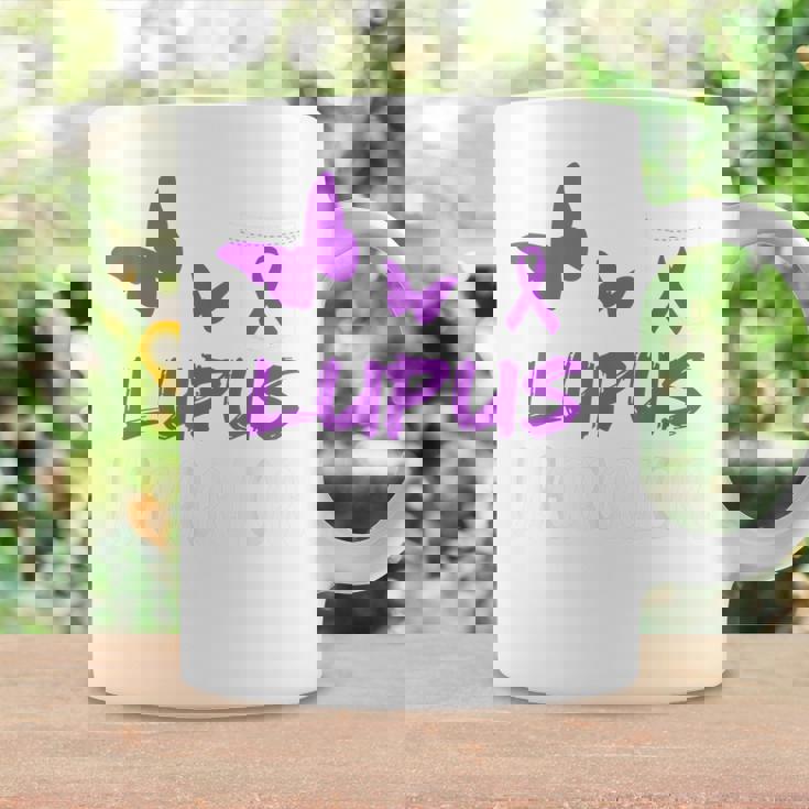 Lupus Warrior パープルバタフライ&リボン ポケット付き コーヒーマグ ギフトのアイデア