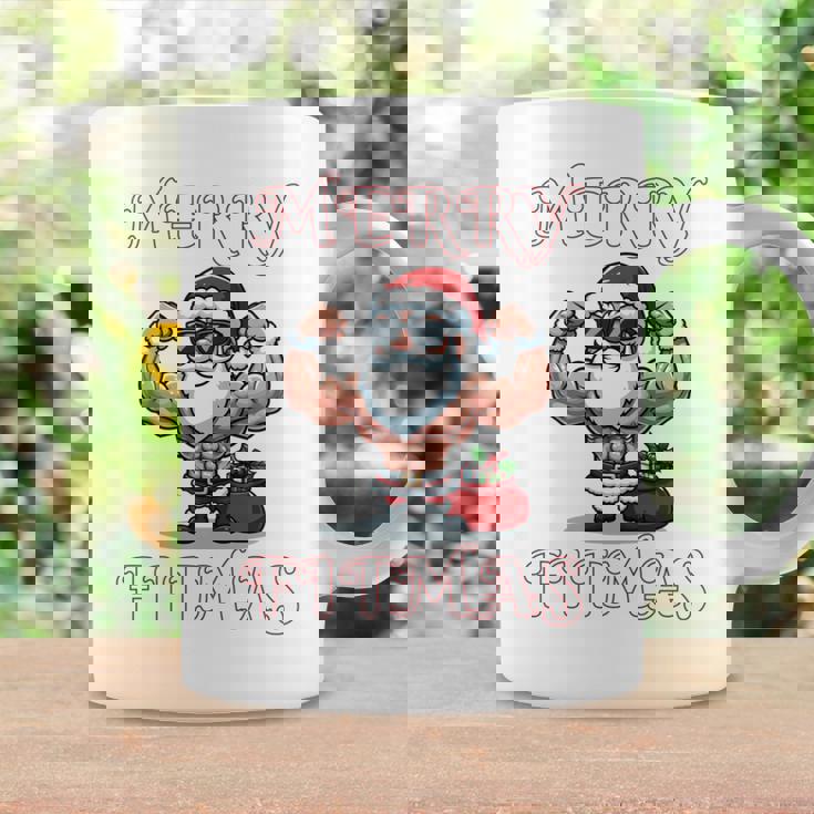 Merry Fitmas クリスマス フィットネス アグリークリスマス スウール サンタ 長袖tシャツ コーヒーマグ ギフトのアイデア