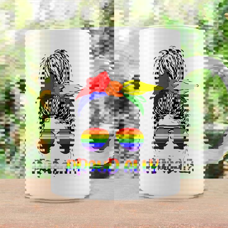 Messy Bun Proud Ally Pride Flag Love Lgbt レインボー サングラス コーヒーマグ ギフトのアイデア