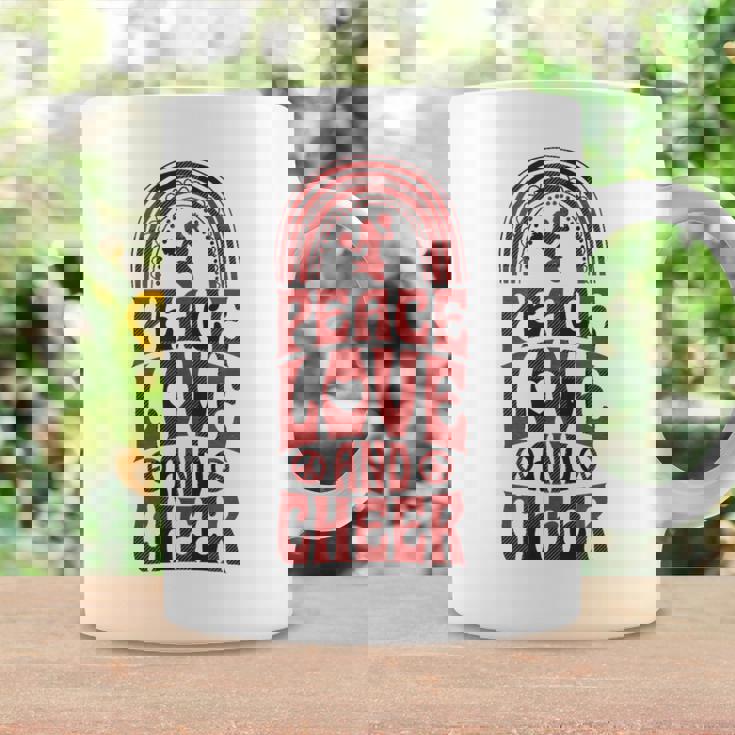 Peace Love And Cheer ボヘミアンレインボーチアリーダー コーヒーマグ ギフトのアイデア