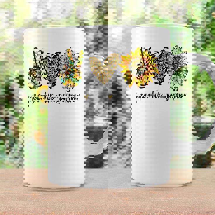 Peace Love サンシャイン ヒッピー ひまわり ヒマワリ 恋人へのギフト コーヒーマグ ギフトのアイデア
