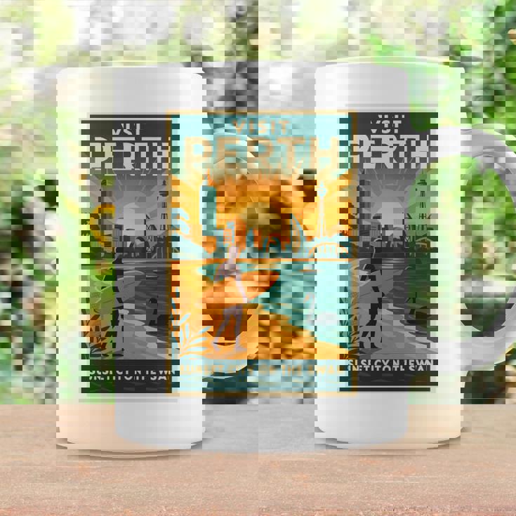 Perth Australia – ビンテージ旅行ポスタースタイル 長袖tシャツ コーヒーマグ ギフトのアイデア