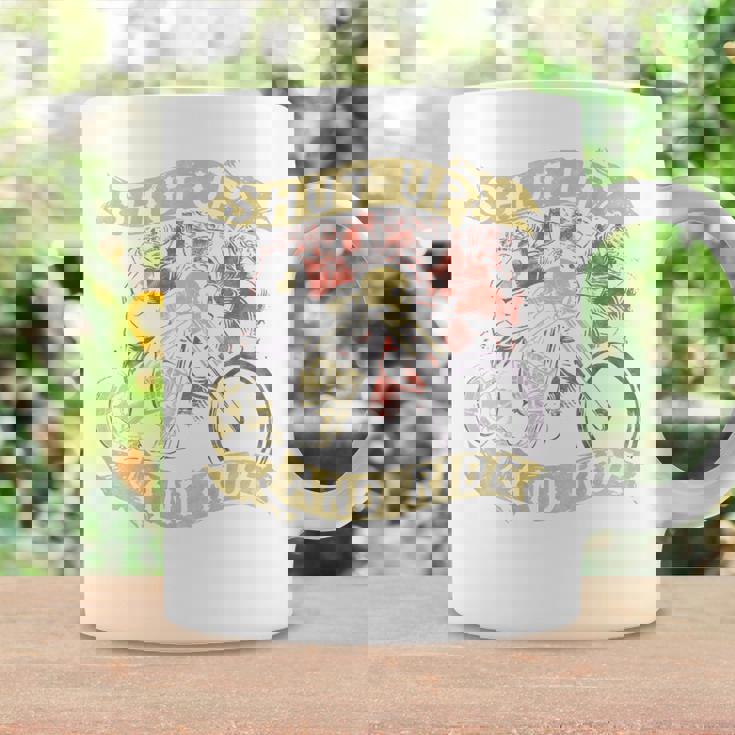 Shut Up And Ride スカルバイクシャツ バイカー グリムリーパー コーヒーマグ ギフトのアイデア