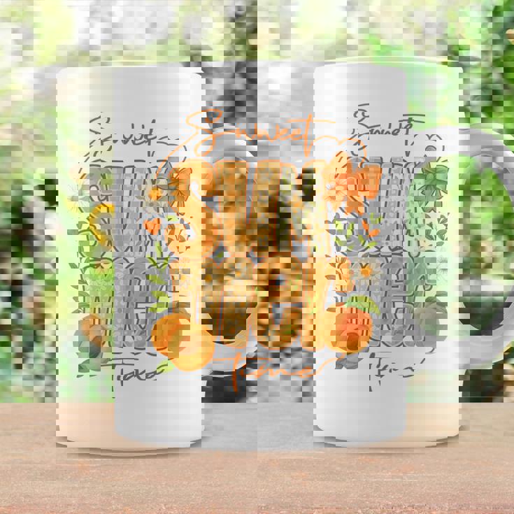 Sweetummer Time 鮮やかなフローラルピーチ 長袖tシャツ コーヒーマグ ギフトのアイデア