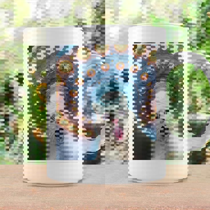 Ufo エイリアンフライングソーサー付き面白い白猫愛好家セルフィー 長袖tシャツ コーヒーマグ ギフトのアイデア