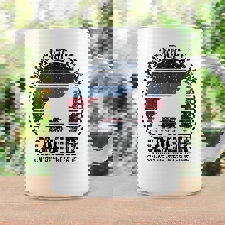 Work Hardo Dog Have Life 面白いレトロキャバリア コーヒーマグ ギフトのアイデア