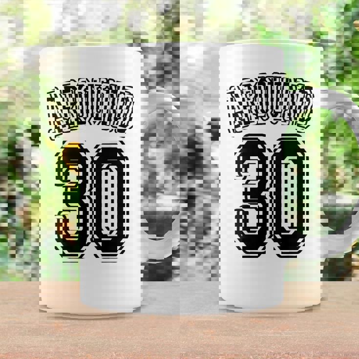 【バックプリント・背中側】Around 30 アラサー（三十歳 30才）ユニフォーム風 30代 誕生日プレゼント 面白 コーヒーマグ ギフトのアイデア