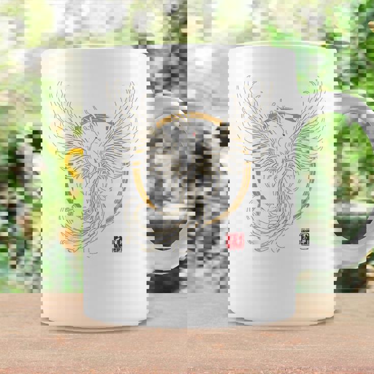 【背中側デザイン】日本文化 鳳凰デザイン 幸運を願うお守り コーヒーマグ ギフトのアイデア