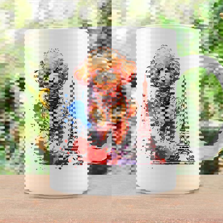 かわいい フランス パリ エッフェル塔 トイプードル パリ ジャンプ 子犬 コーヒーマグ ギフトのアイデア