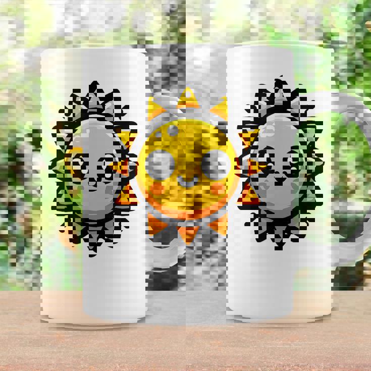 かわいい 漫画 太陽 放射 オレンジ イエロー 愛らしい コーヒーマグ ギフトのアイデア